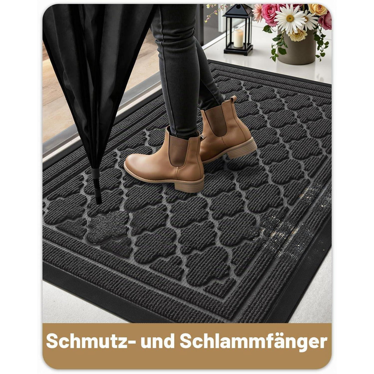 Fußmatte Grau 120x180 cm - Rutschfest & Schmutzfangend