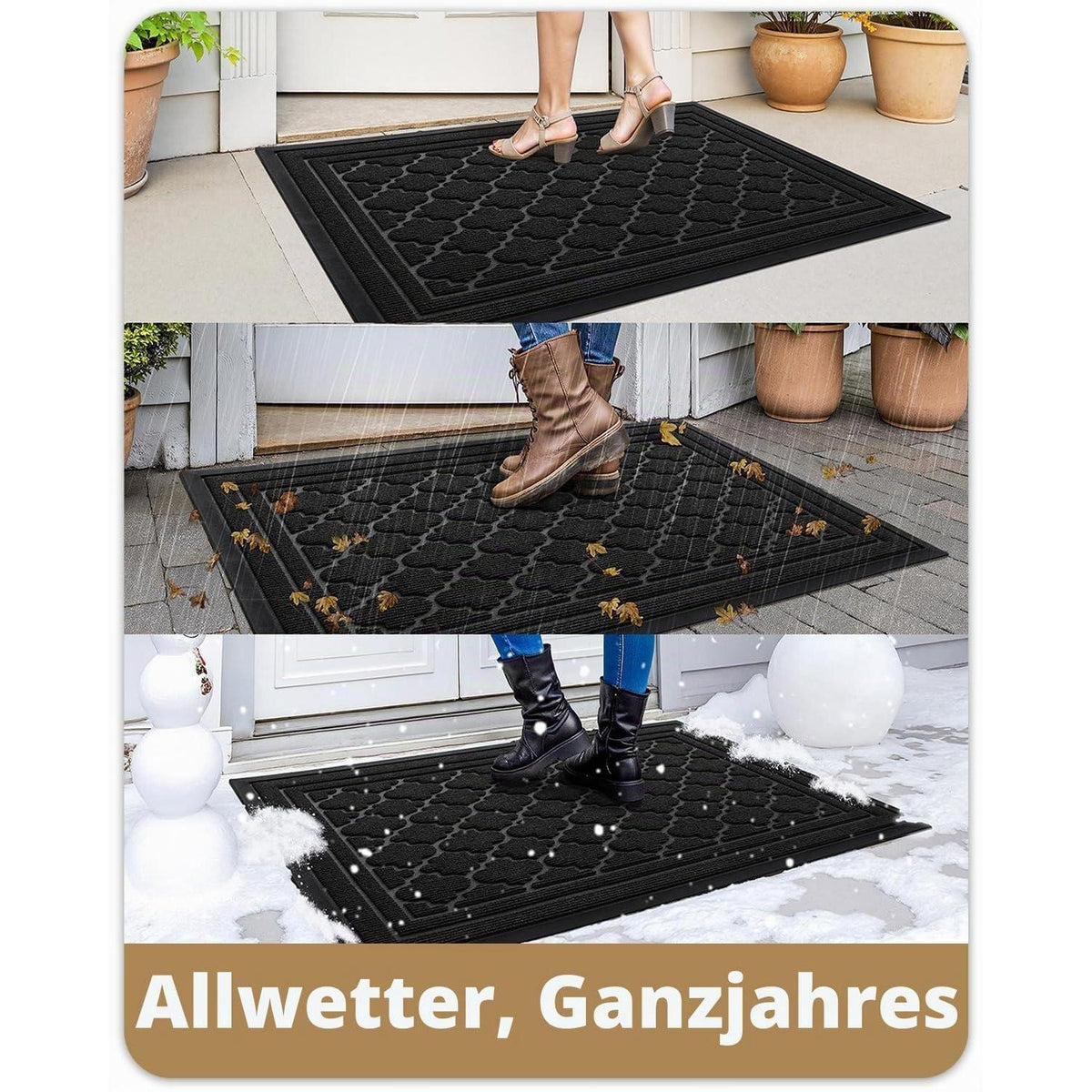 Fußmatte Groß 120x180 cm - Rutschfest & Waschbar Schwarz