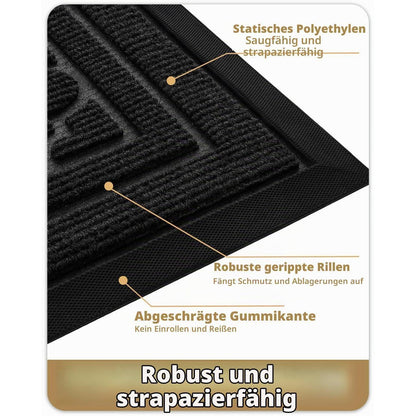 Fußmatte Groß 120x180 cm - Rutschfest & Waschbar Schwarz
