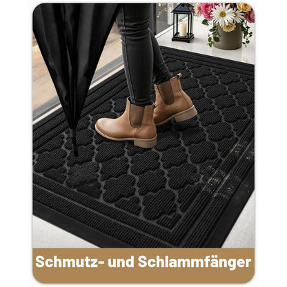 Fußmatte Groß 90x150 cm - Rutschfest & Waschbar Schwarz