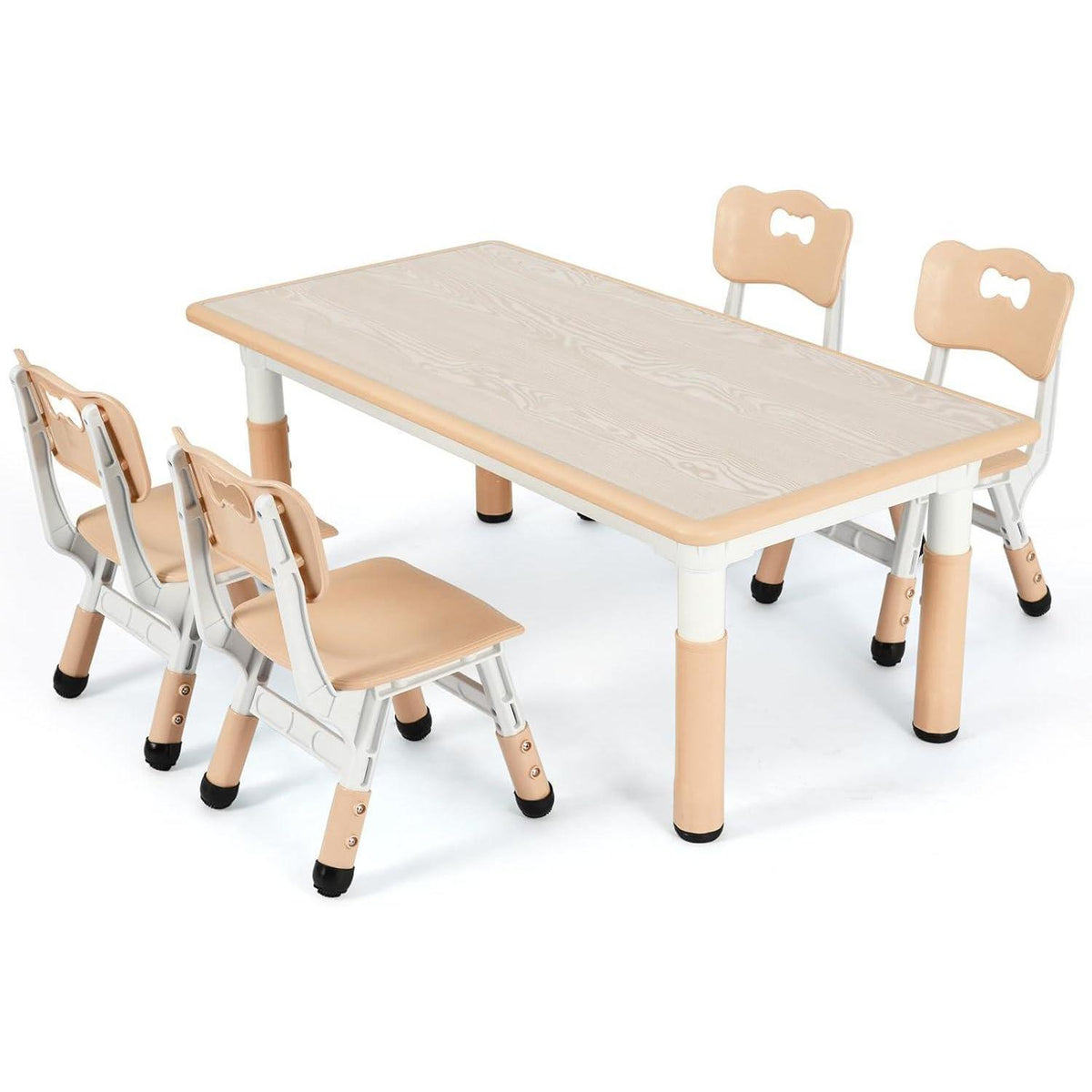 Höhenverstellbares Kindertisch Set mit 4 Stühlen, Gelb