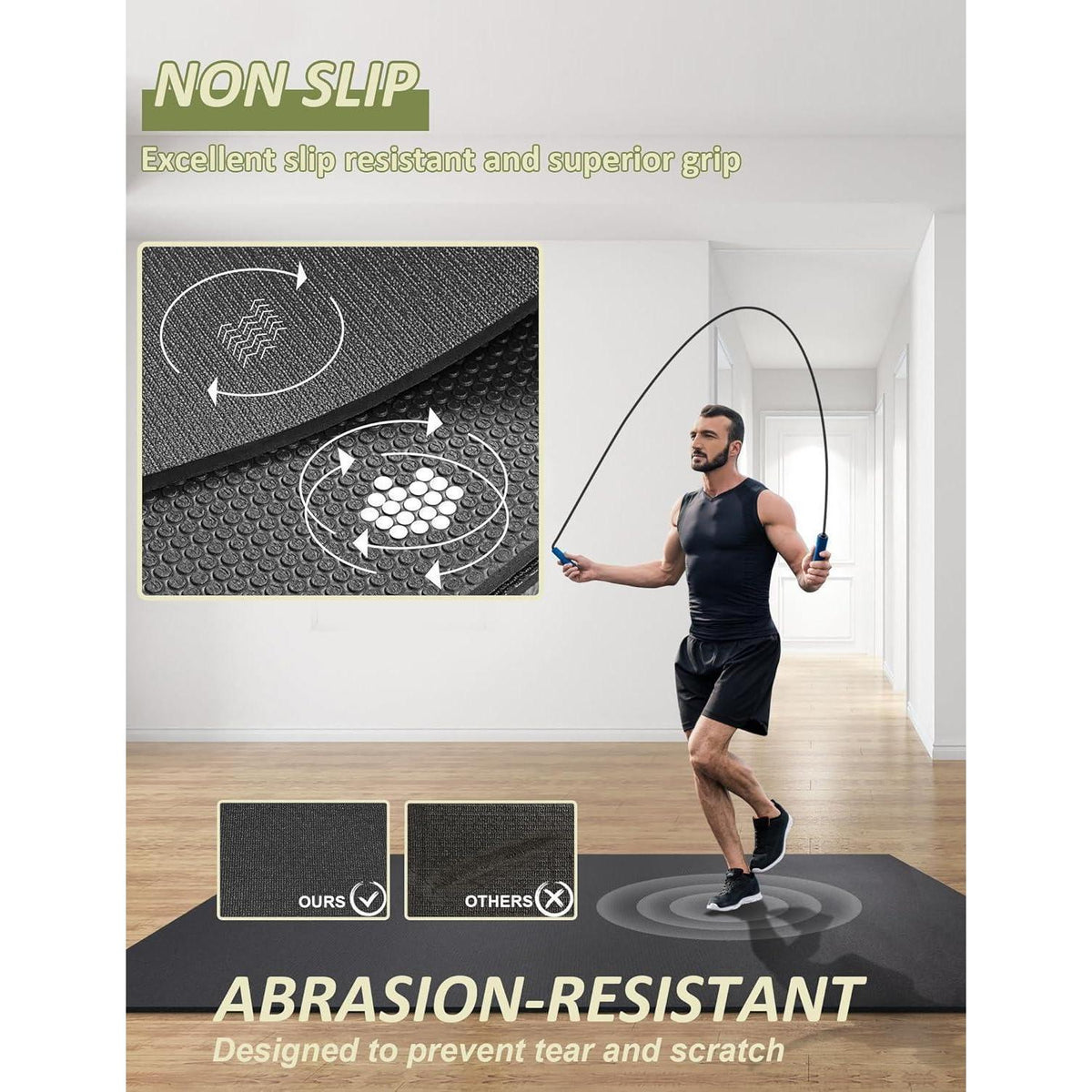 Fitnessmatte rutschfest extra groß 243x152cm PVC