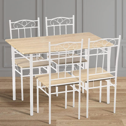 Esszimmer-Set Buchenholzoptik mit Esstisch und 4 Stühlen