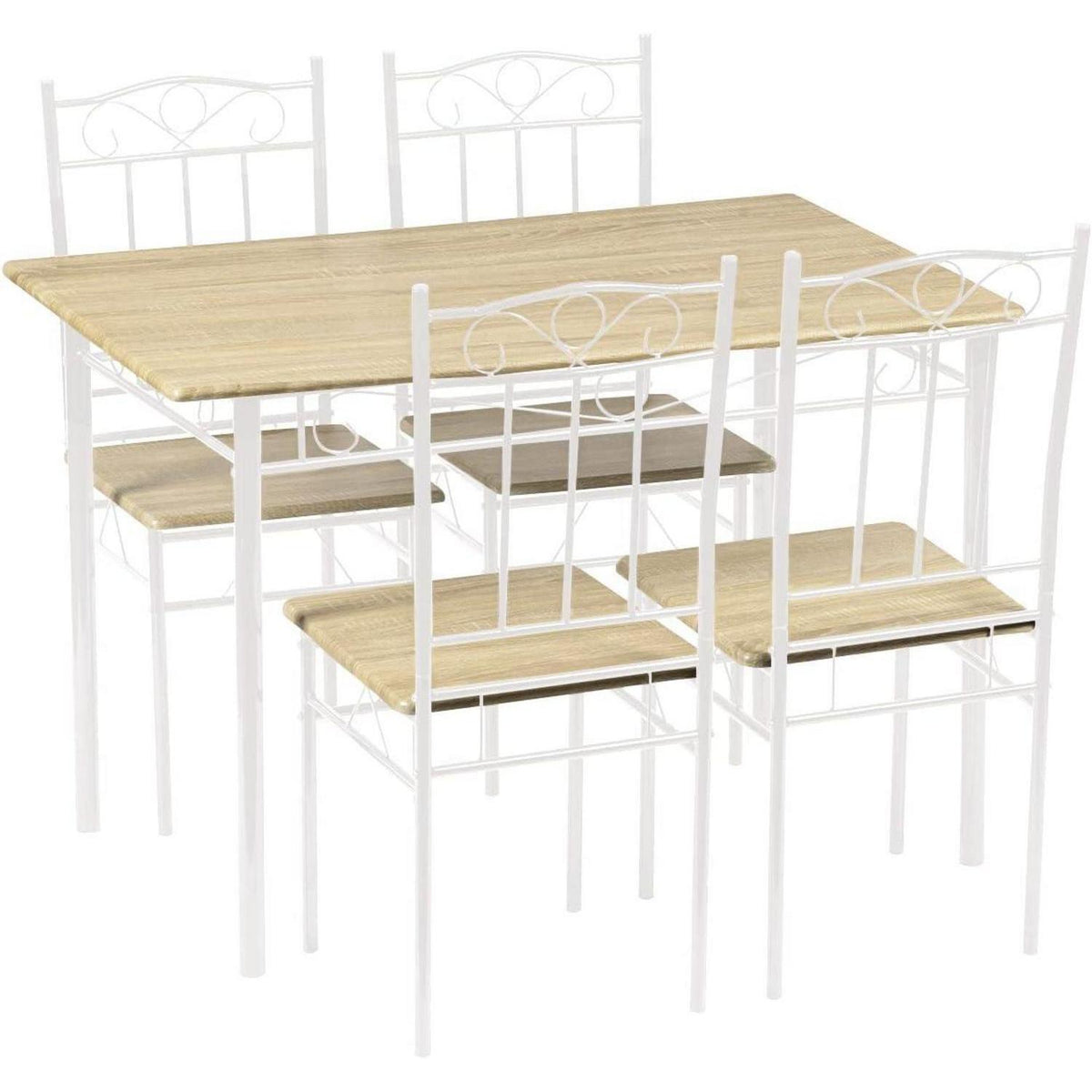 Esszimmer-Set Buchenholzoptik mit Esstisch und 4 Stühlen