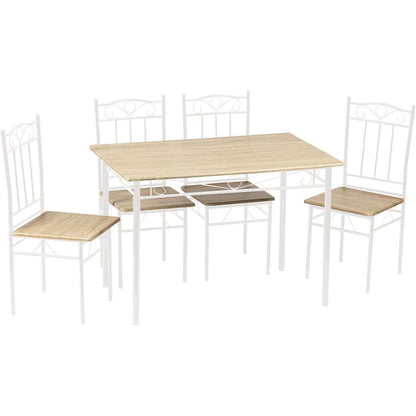 Esszimmer-Set Buchenholzoptik mit Esstisch und 4 Stühlen