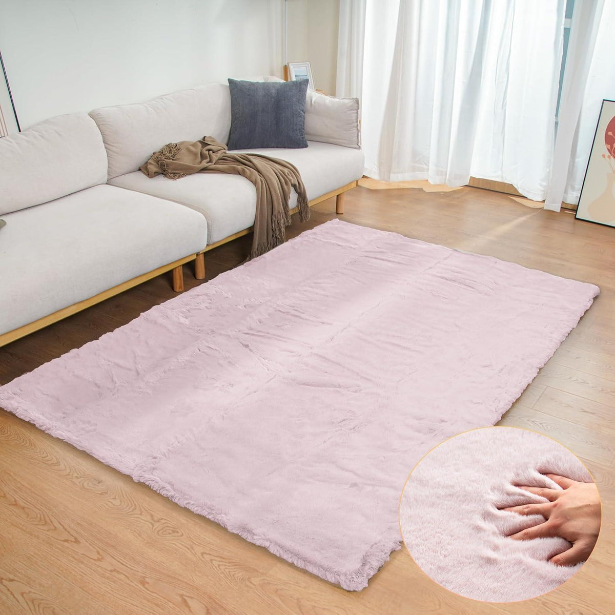 Flauschiger Fellteppich Rosa 120x180 cm - Kinderzimmer & Schlafzimmer