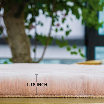 Runder Flausch Teppich Rosa 150cm - Weich & Waschbar