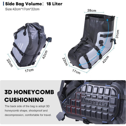 Wasserdichte Motorrad Satteltaschen (2x18L) – Seitentaschen für Abenteuer & Straße