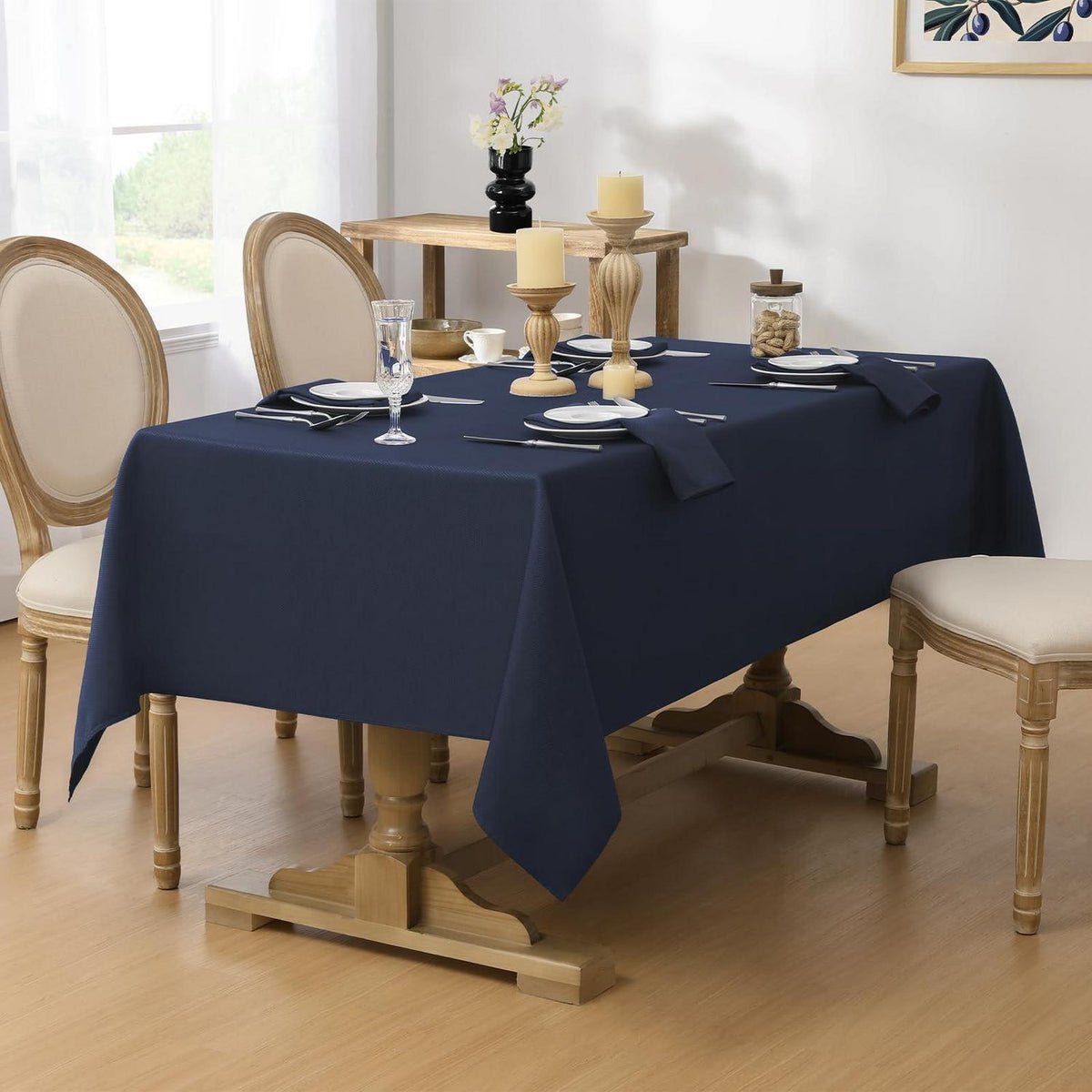 Navy Tischdecke Rechteckig 150x210 cm - Geometrisches Muster