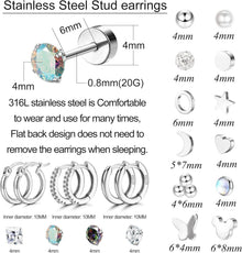 Knorpel Helix Ohrstecker Set Zirkonia Creolen Frauen Mädchen