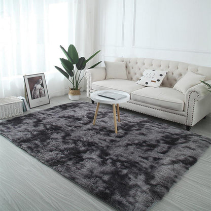 Flauschiger Teppich 250x300cm Rechteckig Schwarz Grau