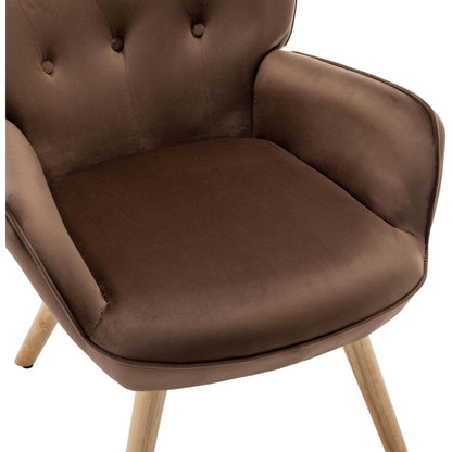 Ohrensessel mit Hocker – Bequemer Samt Relaxsessel Braun