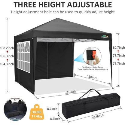 3x3 Pavillon Wasserdicht – Partyzelt mit 4 Seitenwänden