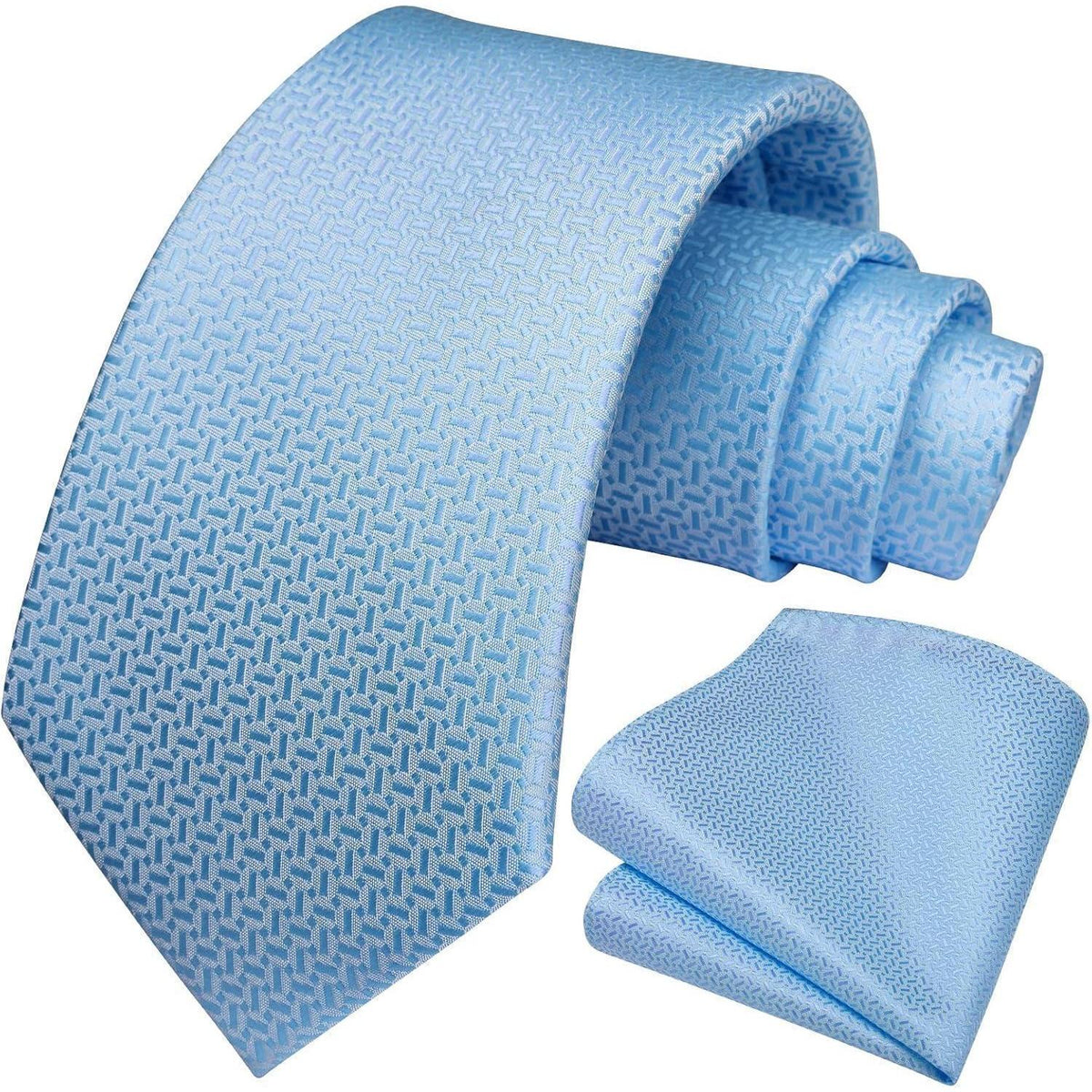 Herren Krawatten-Set mit Einstecktuch, Himmelblau