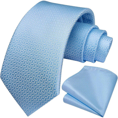 Herren Krawatten-Set mit Einstecktuch, Himmelblau