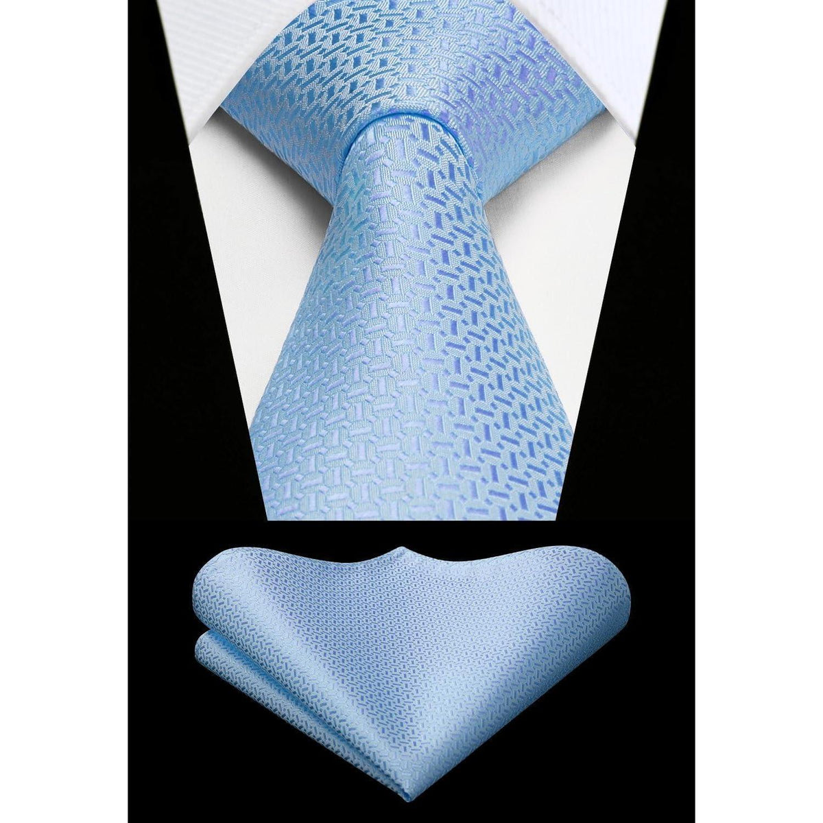 Herren Krawatten-Set mit Einstecktuch, Himmelblau