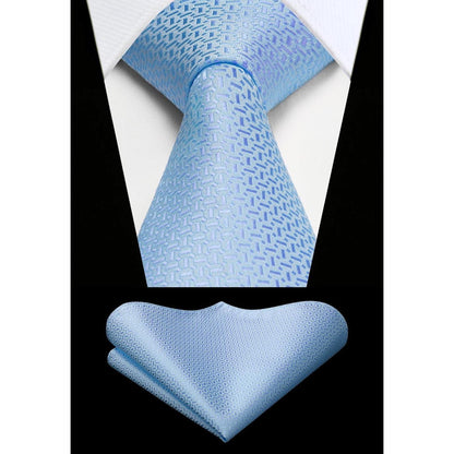Herren Krawatten-Set mit Einstecktuch, Himmelblau