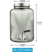 Getränkespender Glas 4L mit Edelstahlhahn, grün