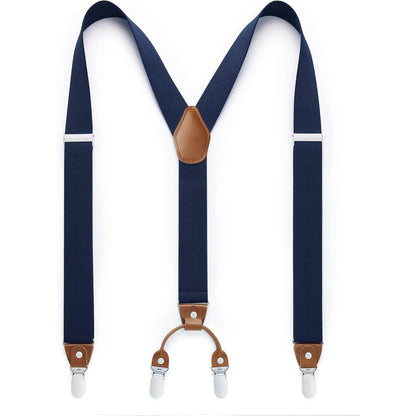 Herren Hosenträger X-Form 3,5cm mit 4 starken Metallclips, verstellbar, navyblau