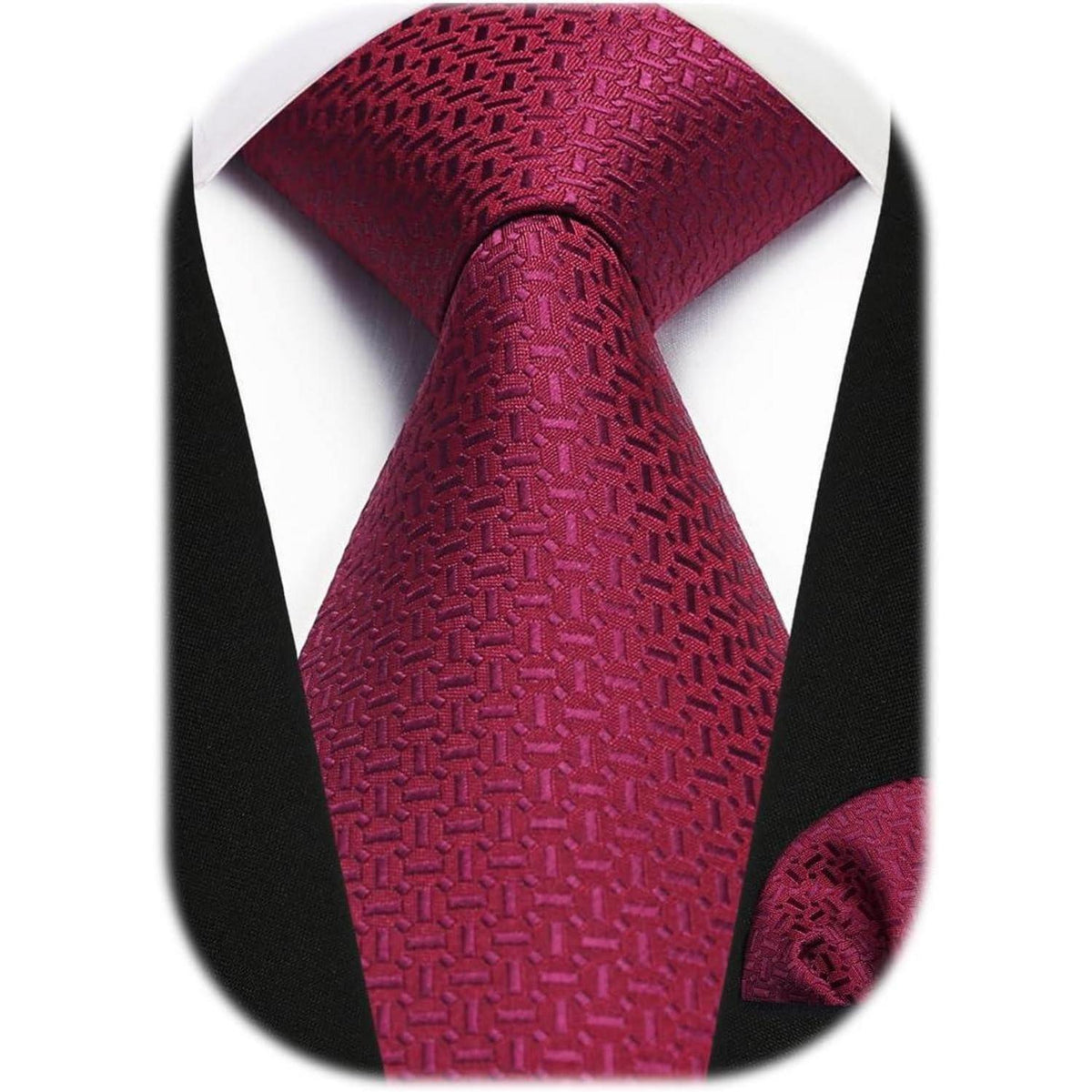 Krawatten- und Einstecktuch-Set Herren Burgund 8,5cm