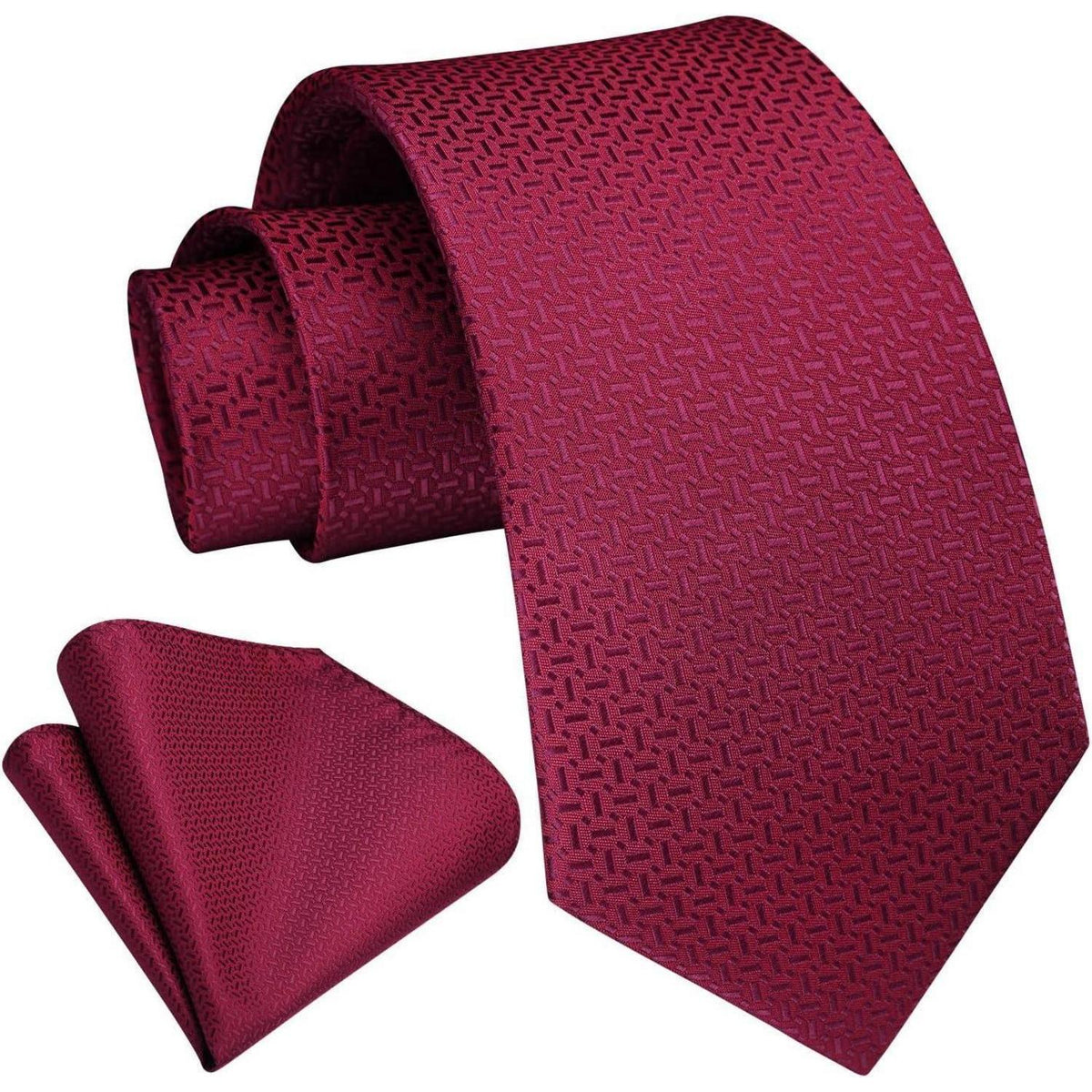 Krawatten- und Einstecktuch-Set Herren Burgund 8,5cm