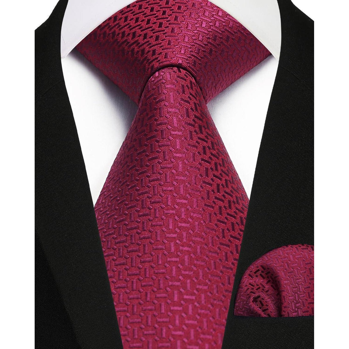 Krawatten- und Einstecktuch-Set Herren Burgund 8,5cm