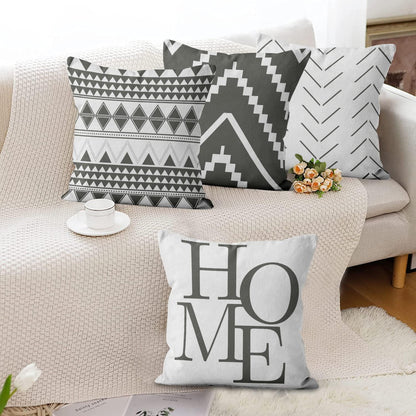 4er Set Kissenbezüge Grau Weiß 40x40 Boho Leinen Kissenhüllen