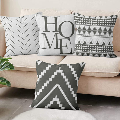 4er Set Kissenbezüge Grau Weiß 40x40 Boho Leinen Kissenhüllen
