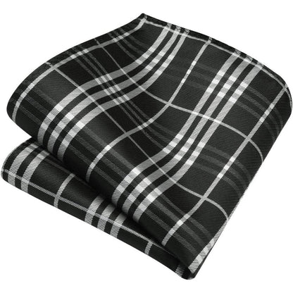 Krawatten-Set Herren mit Einstecktuch kariert/gestreift Business Hochzeit
