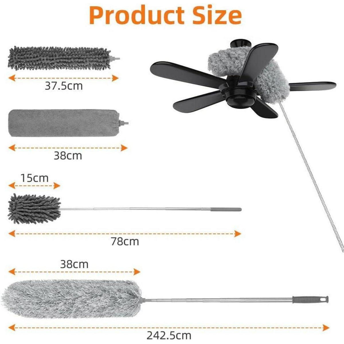 Teleskop Staubwedel Set 7-teilig bis 243cm, biegsam