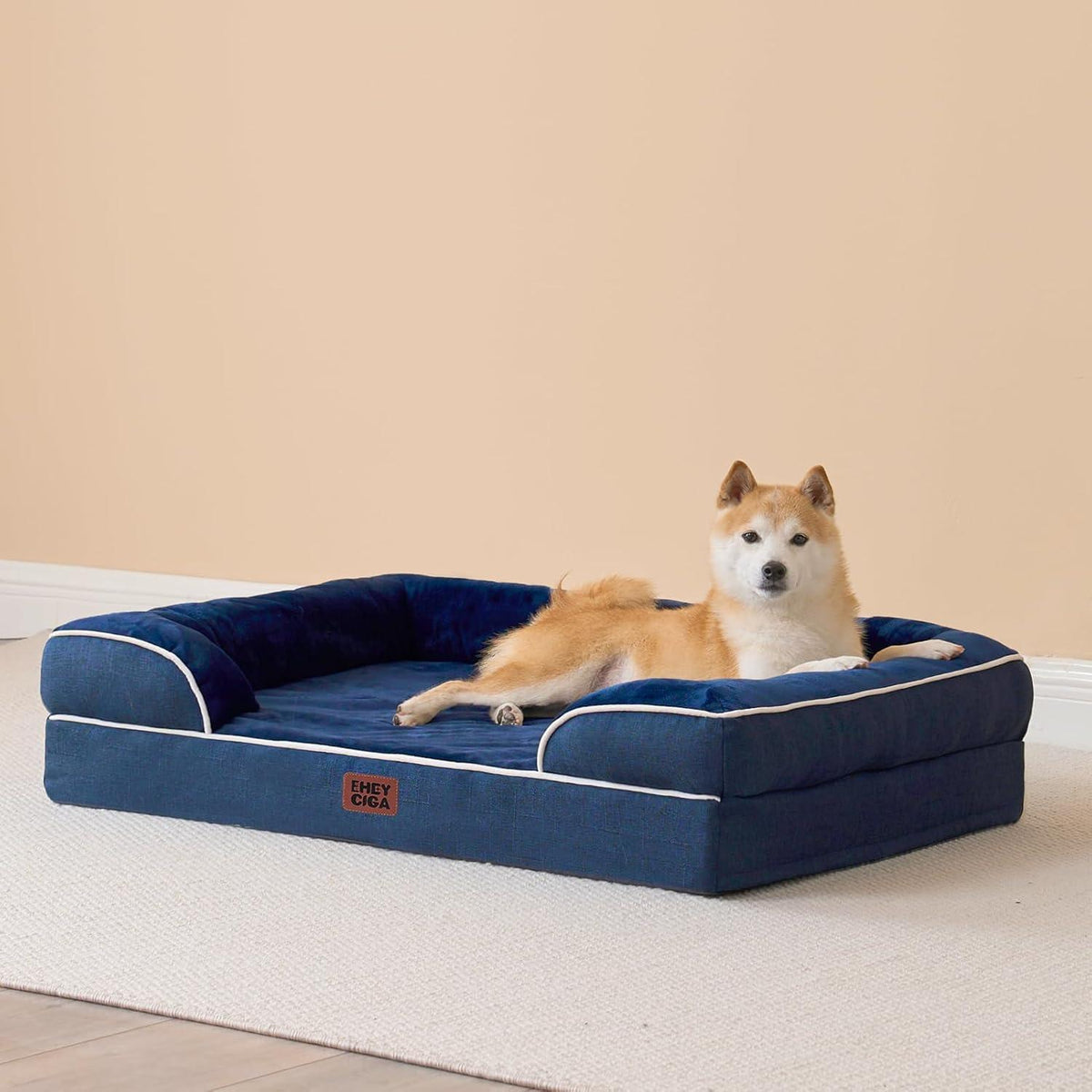 Orthopädisches Hundebett XL mit Memory Foam, marineblau