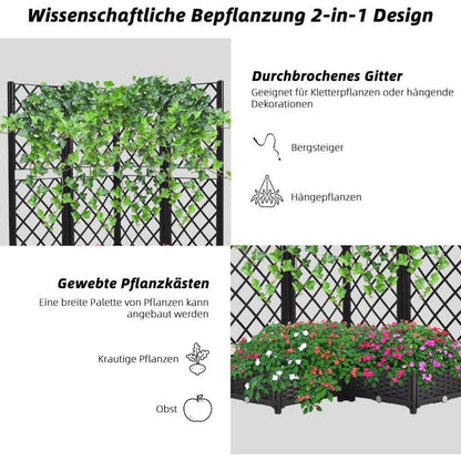 Hochbeet mit Rankgitter & Selbstbewässerung Schwarz