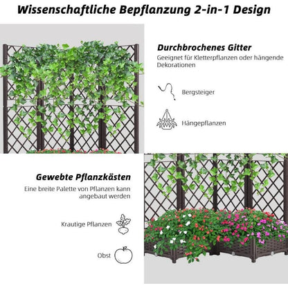 Hochbeet mit Rankgitter & Selbstbewässerung Braun 113x40x136cm