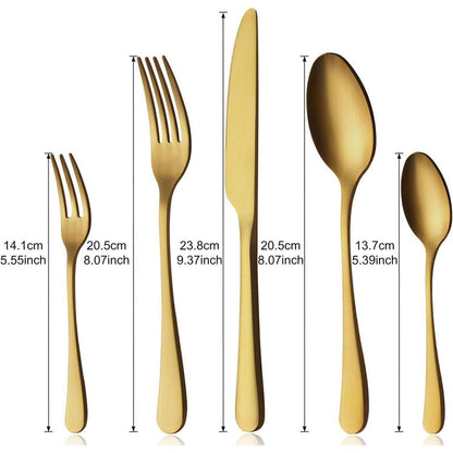 Besteckset für 12 Personen, 60-teilig, Matt Gold, Edelstahl