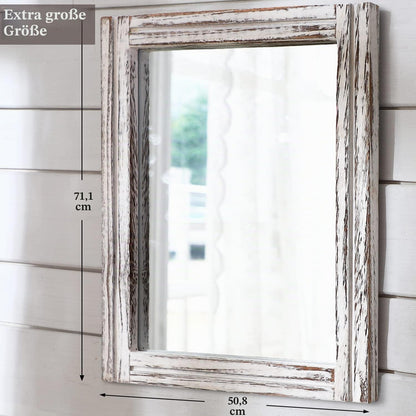 Großer rustikaler Wandspiegel 70x50cm – Holzrahmen, Badezimmer & Deko