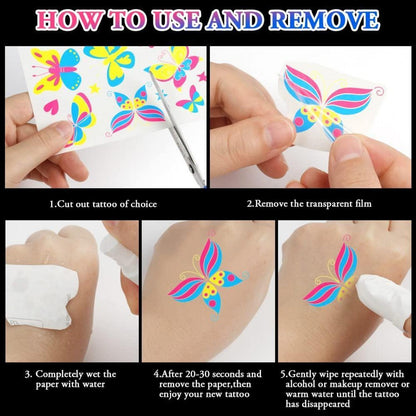 Neon Tattoos 20 Blätter Temporäre UV Body Face Painting