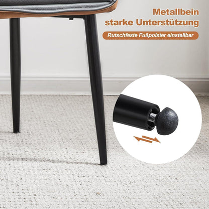 Esszimmerstühle 2er Set Grau & Braun mit Armlehnen in Lederoptik
