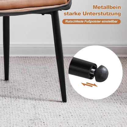 Esszimmerstühle 2er Set Braun Grau mit Armlehnen in Lederoptik