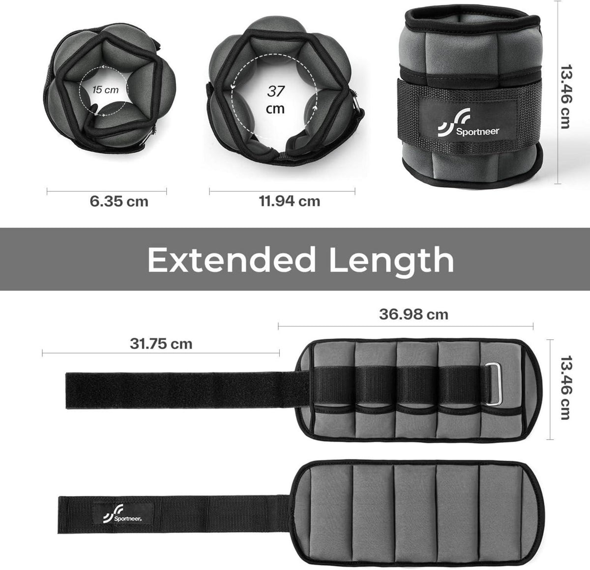 Verstellbares Knöchelgewicht für Fitness, 2er Pack Dunkelgrau, je 0,45-2,25kg