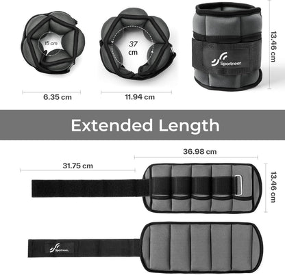 Verstellbares Knöchelgewicht für Fitness, 2er Pack Dunkelgrau, je 0,45-2,25kg