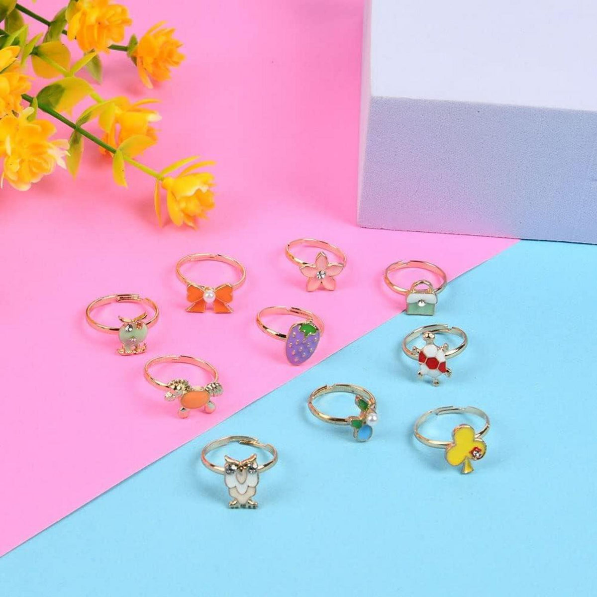 OSDUE Kinderringe Mädchen 36 Stück Einstellbare Ringe Kinder Set