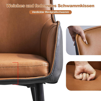 Esszimmerstühle Set 4er –, Braun & Grau, Modern in Lederoptik