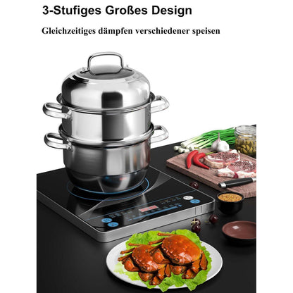 Dampfgarer Edelstahl 3 Etagen – Induktionstauglich 28cm