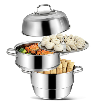 Dampfgarer Edelstahl 3 Etagen – Induktionstauglich 32cm