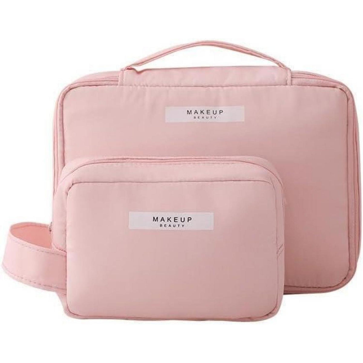 Kosmetiktasche wasserdicht mit Pinselhalter, Rosa, Groß + Klein