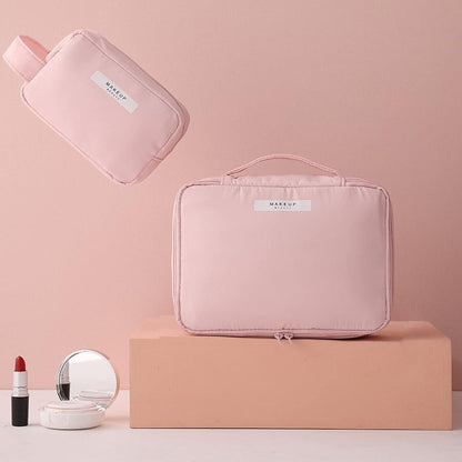 Kosmetiktasche wasserdicht mit Pinselhalter, Rosa, Groß + Klein