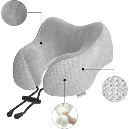 Reisekissen aus Memory Foam mit samtweichem Bezug – Grau