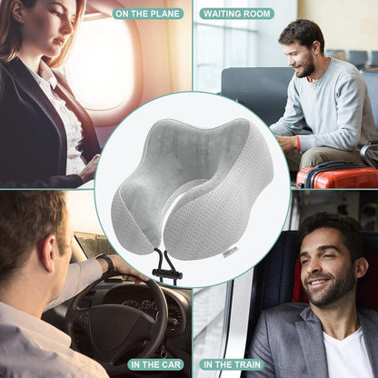 Reisekissen aus Memory Foam mit samtweichem Bezug – Grau