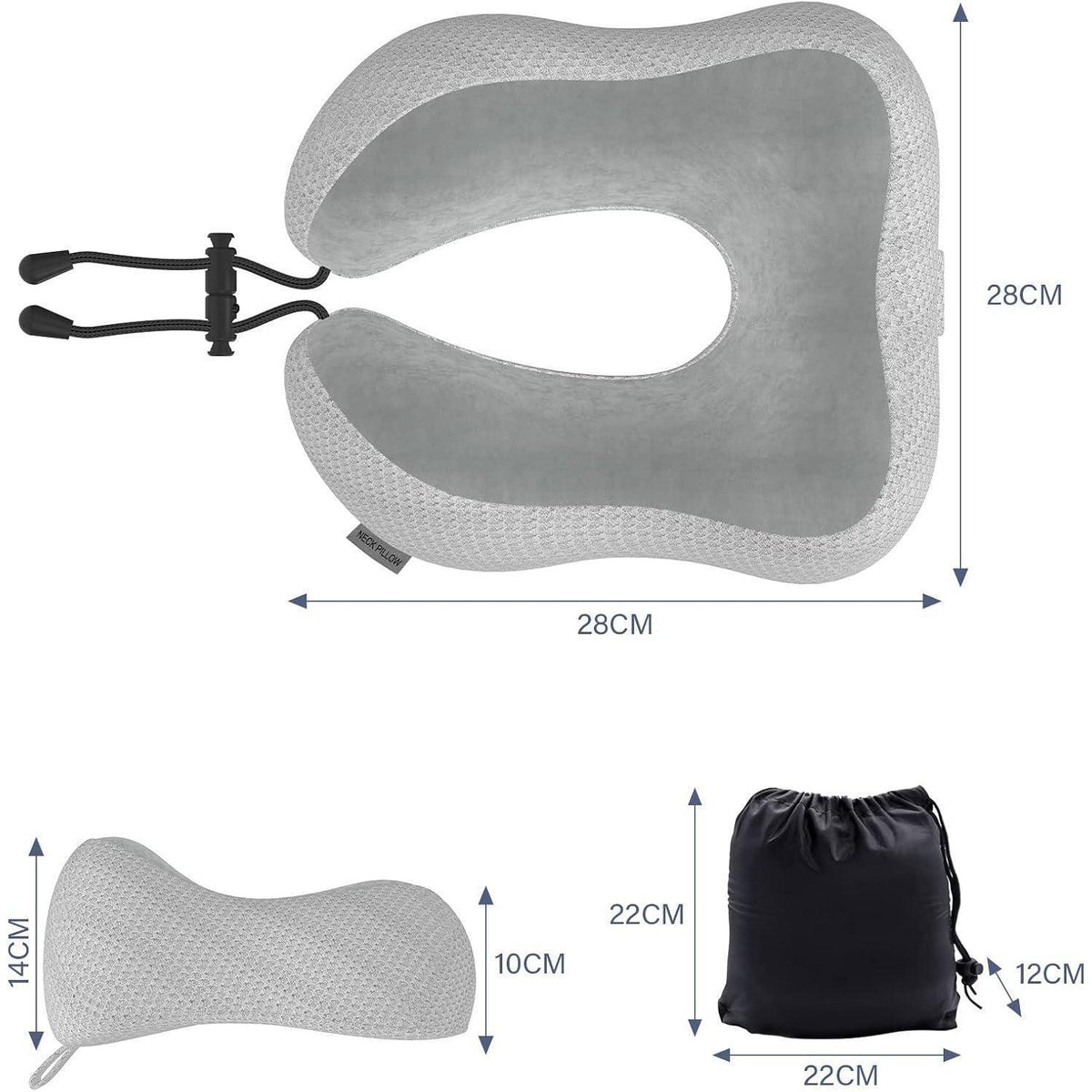 Reisekissen aus Memory Foam mit samtweichem Bezug – Grau