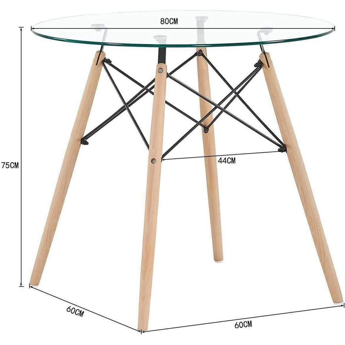 Runder Esstisch Set Grau & Glas | 4 Esszimmerstühle Skandinavisch